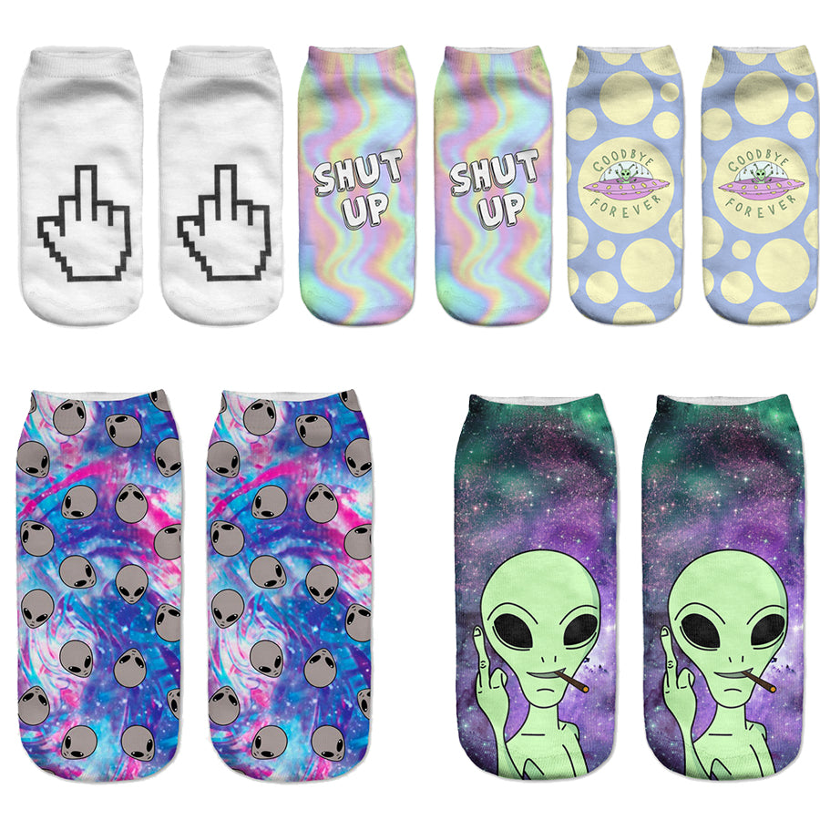Polka Space Planet Sock