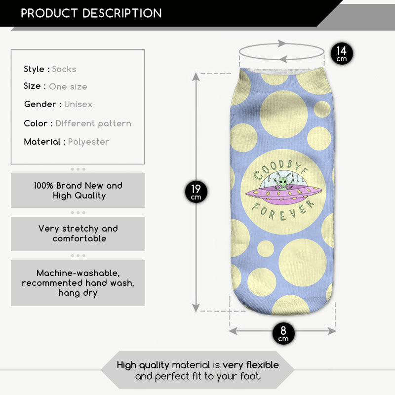 Polka Space Planet Sock