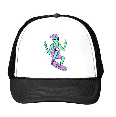 Alien Skateboard Print Baseball Cap