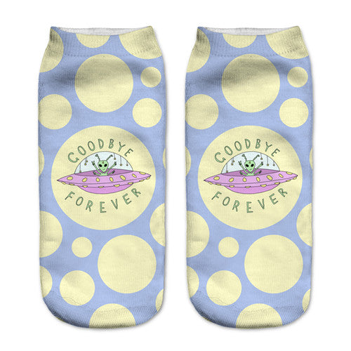 Polka Space Planet Sock